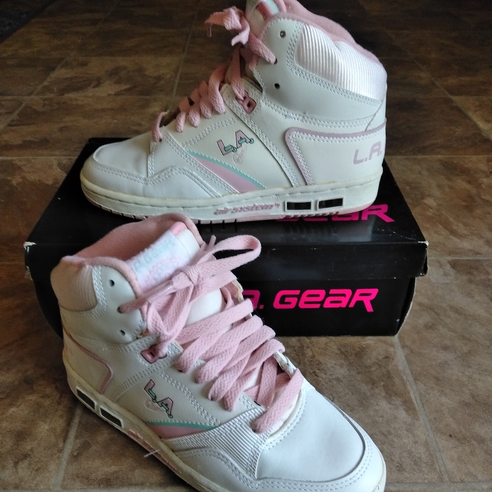 Vintage L.A. Gear High Top Sneakers Shoes, Women's Size 6, Star Shooter Hi